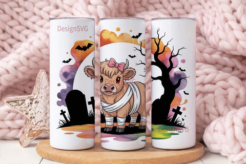Mummy Cow Halloween 20oz Tumbler Wrap Sublimation DesignSVG 