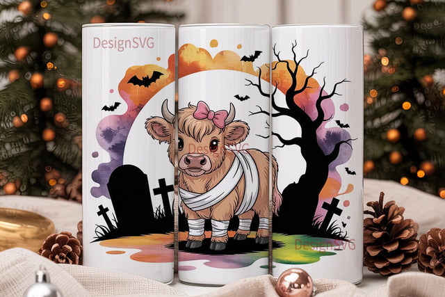 Mummy Cow Halloween 20oz Tumbler Wrap Sublimation DesignSVG 