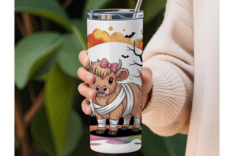 Mummy Cow Halloween 20oz Tumbler Wrap Sublimation DesignSVG 