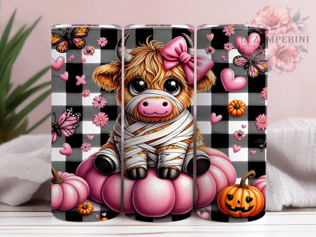 Mummy Cow, Pink Highland Cow, Halloween Decor, Tumbler Wrap, Digital Download, PNG File, Cute Cow, Fall Vibes Sublimation Li Zamperini 