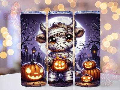 Mummy Highland Cow Halloween Tumbler Wrap, Spooky Cow Wrap, Halloween 20Oz Design, Highland Cow Cup Wrap, Cute Spooky Drinkware, Mummy Cow Tumbler, Halloween Cow Mug Design Sublimation SvggirlplusArt 