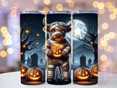 Mummy Highland Cow Halloween Tumbler Wrap, Spooky Cow Wrap, Halloween 20Oz Design, Highland Cow Cup Wrap, Cute Spooky Drinkware, Mummy Cow Tumbler, Halloween Cow Mug Design Sublimation SvggirlplusArt 