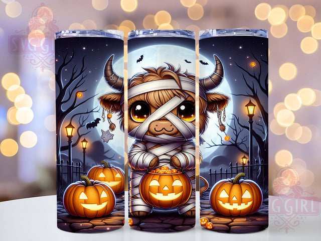Mummy Highland Cow Halloween Tumbler Wrap, Spooky Cow Wrap, Halloween 20Oz Design, Highland Cow Cup Wrap, Cute Spooky Drinkware, Mummy Cow Tumbler, Halloween Cow Mug Design Sublimation SvggirlplusArt 