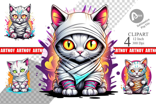 Mummy Kitty Clipart Sublimation artnoy 