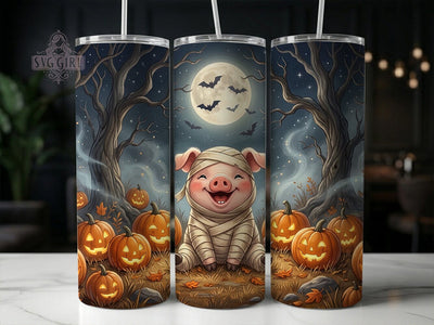 Mummy Pig Halloween 20oz Tumbler, Mummy pig design, Halloween tumbler wrap, 20oz skinny tumbler, Cute pig halloween, Halloween pig print, Sublimation halloween design Sublimation SvggirlplusArt 