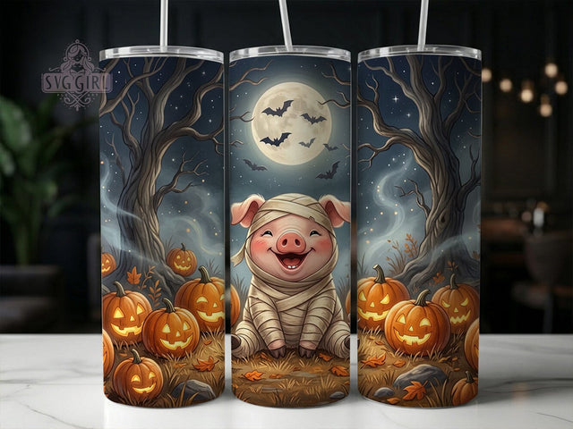 Mummy Pig Halloween 20oz Tumbler, Mummy pig design, Halloween tumbler wrap, 20oz skinny tumbler, Cute pig halloween, Halloween pig print, Sublimation halloween design Sublimation SvggirlplusArt 