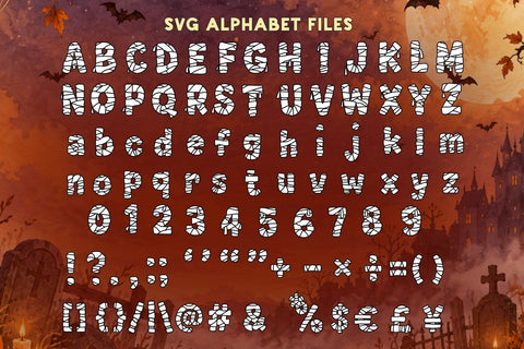 Mummy Wrap - Halloween Decorative Font (OTF, TTF & SVG Alphabet) Font AnningArts Design 
