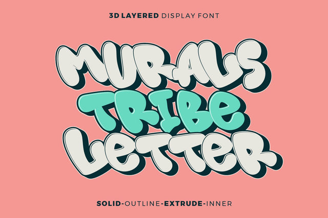 Murals Tribe Letter - 3d Layered Display Font Graffiti Look Font Mozzatype 