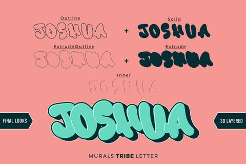 Murals Tribe Letter - 3d Layered Display Font Graffiti Look Font Mozzatype 