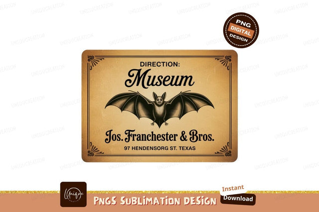 Museum Bat Direction Sign vintage Sublimation Designangry 