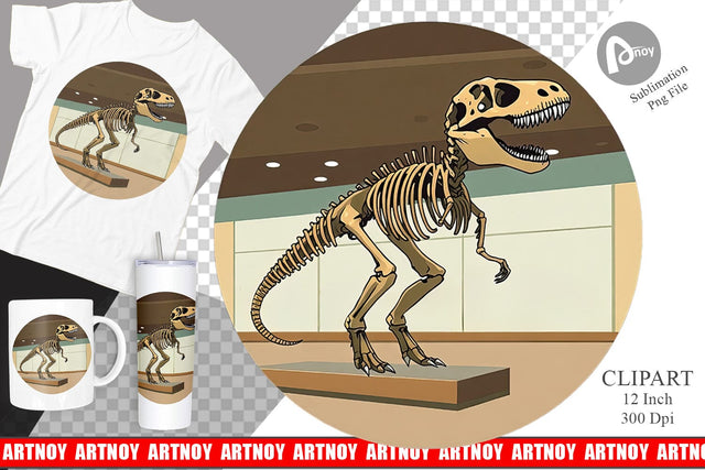 Museum Dino Skeleton Clipart Sublimation artnoy 