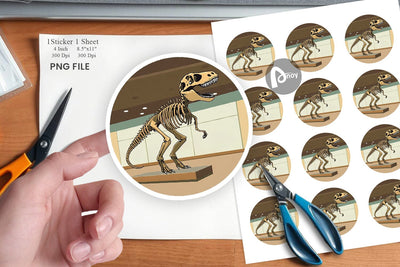 Museum Dino Skeleton Sticker Sublimation artnoy 