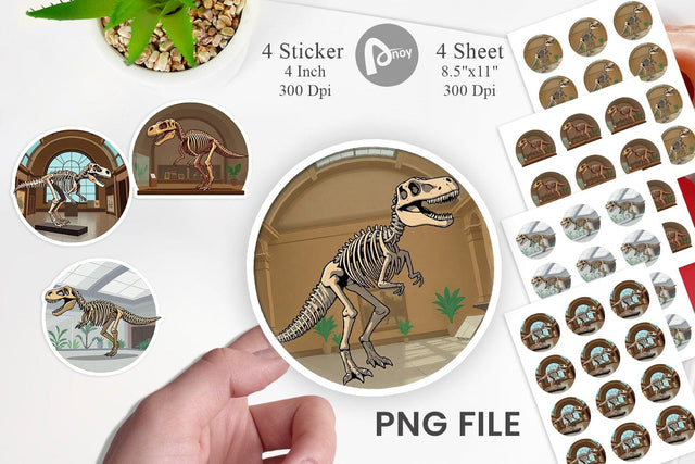 Museum Dino Skeleton Sticker Sublimation artnoy 