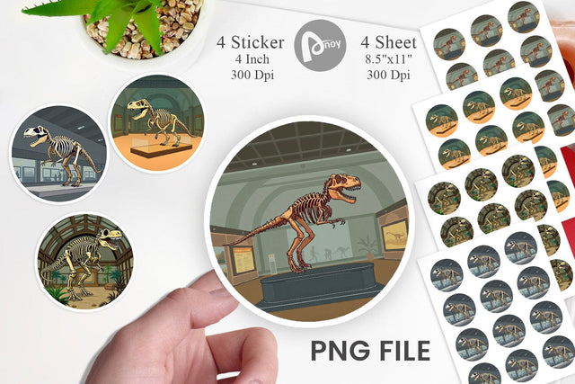 Museum Dino Skeleton Sticker Sublimation artnoy 