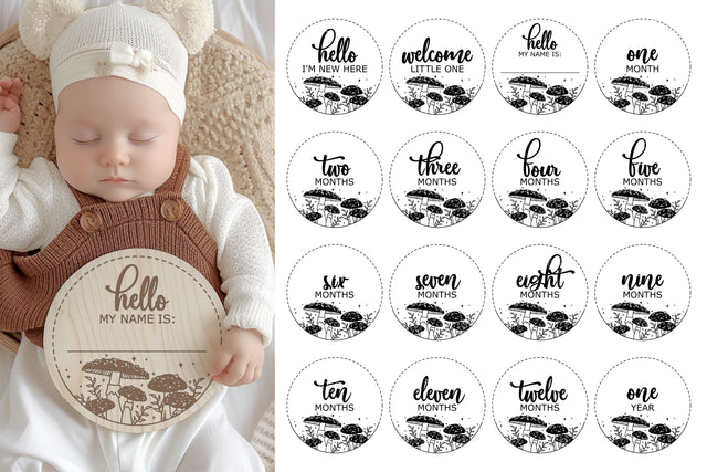 Mushroom Baby Monthly Milestones Svg, Baby Milestone Svg Bundle, Baby Milestones Svg SVG Artinrhythm shop 