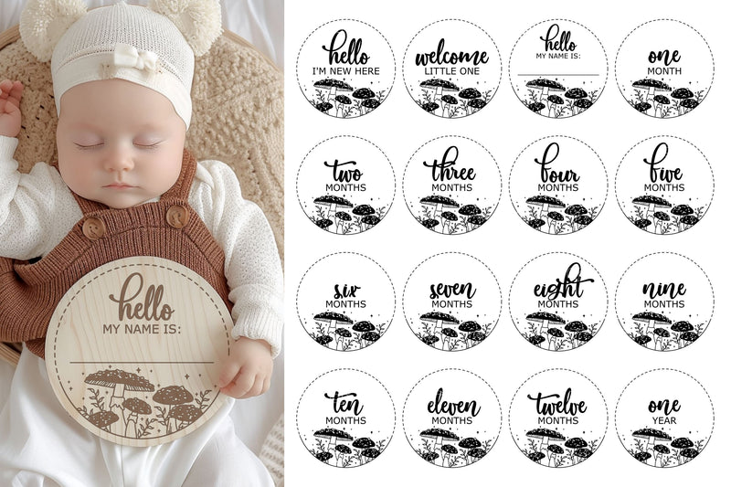 Mushroom Baby Monthly Milestones Svg, Baby Milestone Svg Bundle, Baby Milestones Svg SVG Artinrhythm shop 