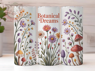 Mushroom Botanical Nature Tumbler, Botanical Tumbler, Nature Tumbler, 20oz Sublimation, Floral Tumbler, Botanical Dreams, Nature Lover Tumbler Sublimation Lara' s Designs 