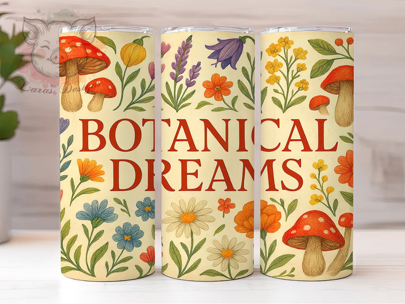 Mushroom Botanical Nature Tumbler, Botanical Tumbler, Nature Tumbler, 20oz Sublimation, Floral Tumbler, Botanical Dreams, Nature Lover Tumbler Sublimation Lara' s Designs 