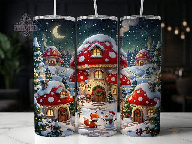 Mushroom Christmas Village 20oz Tumbler, Mushroom Christmas, Christmas Village, Mushroom Village, Mushroom Tumbler, Mushroom Village PNG, Christmas Mushroom, Holiday Mushroom PNG Sublimation SvggirlplusArt 