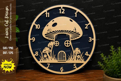 Mushroom Clock Design laser cut svg File SVG Regulrcrative 