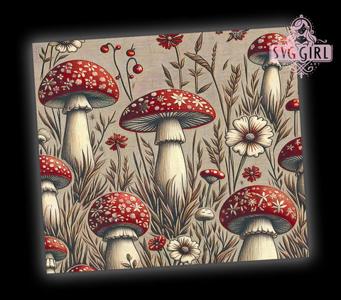 Mushroom Design, Tumbler Wrap, PNG Sublimation, 20oz Tumbler, Fungi Art, Nature Lover, Cute Tumbler, Eco-Friendly Gift Sublimation SvggirlplusArt 