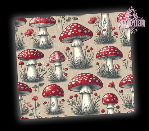 Mushroom Design, Tumbler Wrap, PNG Sublimation, 20oz Tumbler, Fungi Art, Nature Lover, Cute Tumbler, Eco-Friendly Gift Sublimation SvggirlplusArt 