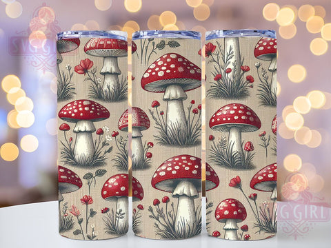 Mushroom Design, Tumbler Wrap, PNG Sublimation, 20oz Tumbler, Fungi Art, Nature Lover, Cute Tumbler, Eco-Friendly Gift Sublimation SvggirlplusArt 