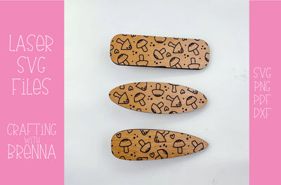 Mushroom Engraved Hair Clip Laser SVG File SVG Crafting With Brenna 