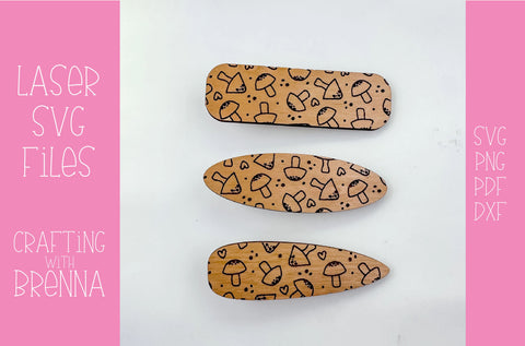 Mushroom Engraved Hair Clip Laser SVG File SVG Crafting With Brenna 