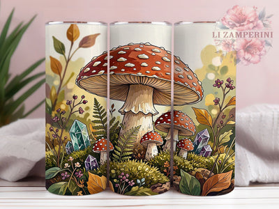 Mushroom Fantasy 20oz Tumbler, Fantasy Mushrooms, Whimsical Design, Enchanted Forest, Fairycore Style, Nature Theme, 20oz Wrap, Sublimation Tumbler Sublimation Li Zamperini 