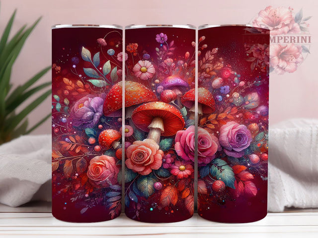 Mushroom Floral Nature Tumbler, Floral Tumbler, Nature Tumbler, 20oz Sublimation, Boho Tumbler, Floral Design Tumbler, Nature Lover Tumbler Sublimation Li Zamperini 