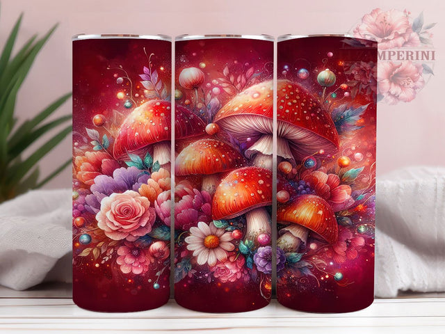 Mushroom Floral Nature Tumbler, Floral Tumbler, Nature Tumbler, 20oz Sublimation, Boho Tumbler, Floral Design Tumbler, Nature Lover Tumbler Sublimation Li Zamperini 