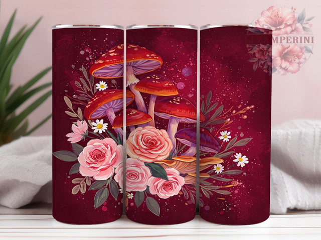 Mushroom Floral Nature Tumbler, Floral Tumbler, Nature Tumbler, 20oz Sublimation, Boho Tumbler, Floral Design Tumbler, Nature Lover Tumbler Sublimation Li Zamperini 