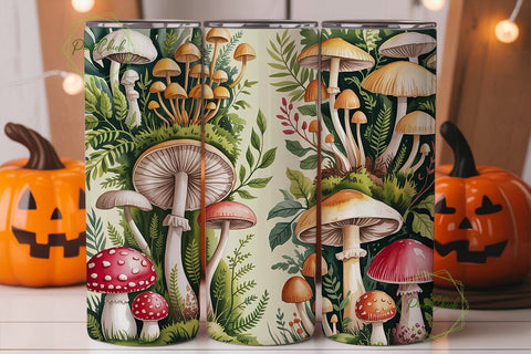 Mushroom Forest Botanical Tumbler Wrap Sublimation PixelChick 