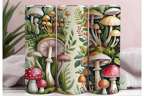 Mushroom Forest Botanical Tumbler Wrap Sublimation PixelChick 