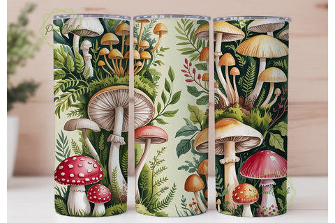 Mushroom Forest Botanical Tumbler Wrap Sublimation PixelChick 