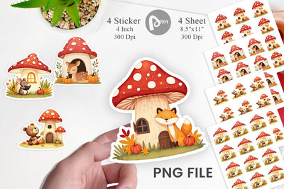 Mushroom Forest Friends Sticker Sublimation artnoy 