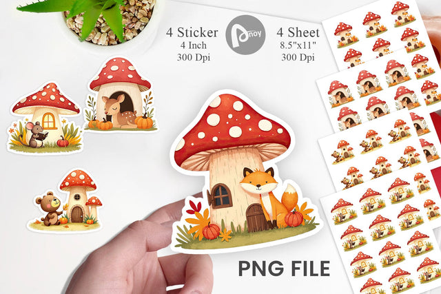 Mushroom Forest Friends Sticker Sublimation artnoy 