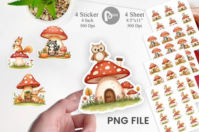 Mushroom Forest Friends Sticker Sublimation artnoy 