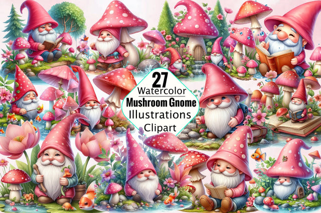 Mushroom Gnome Sublimation Clipart Bundle Sublimation SVGArt 