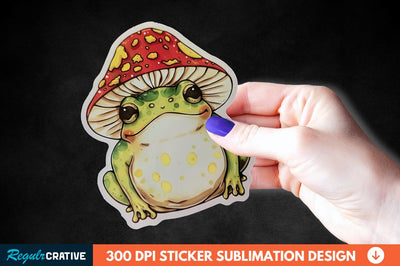 Mushroom Hat Kawaii Frog Sticker Clipart Sublimation Regulrcrative 