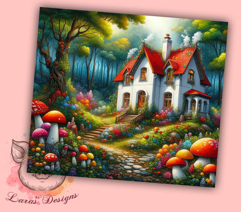 Mushroom House 20oz Tumbler Png, Straight & Tapered Tumbler Png, Mushrooms Tumbler Png, Digital Download PNG Sublimation Lara' s Designs 