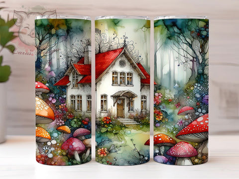 Mushroom House 20oz Tumbler Png, Straight & Tapered Tumbler Png, Mushrooms Tumbler Png, Digital Download PNG Sublimation Lara' s Designs 