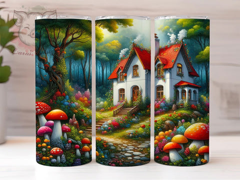 Mushroom House 20oz Tumbler Png, Straight & Tapered Tumbler Png, Mushrooms Tumbler Png, Digital Download PNG Sublimation Lara' s Designs 