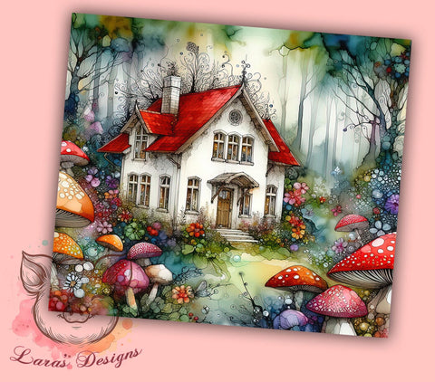 Mushroom House 20oz Tumbler Png, Straight & Tapered Tumbler Png, Mushrooms Tumbler Png, Digital Download PNG Sublimation Lara' s Designs 