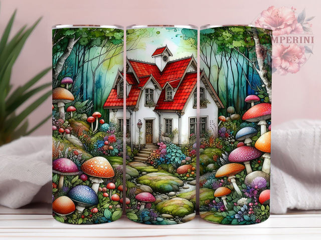 Mushroom House 20oz Tumbler Wrap PNG, Mushrooms Tumbler Png, Straight & Tapered Tumbler Wrap, Instant Digital Download Sublimation Li Zamperini 