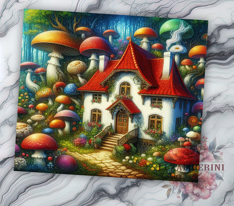 Mushroom House 20oz Tumbler Wrap PNG, Mushrooms Tumbler Png, Straight & Tapered Tumbler Wrap, Instant Digital Download Sublimation Li Zamperini 