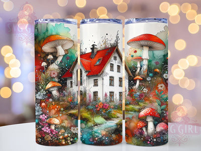Mushroom House 20oz Tumbler Wrap Sublimation Design, Straight Tapered Tumbler Wrap, Enchanted Forest Tumbler Png, Instant Digital Download Sublimation SvggirlplusArt 