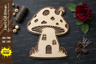 Mushroom House laser Cut svg Cutting file SVG Regulrcrative 