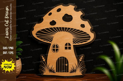 Mushroom House Laser Cut SVG Design SVG Regulrcrative 